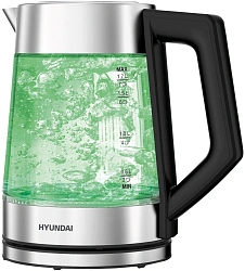 Чайник электрический Hyundai HYK-G4402 1.7л. 2200Вт черный/серебристый корпус: стекло