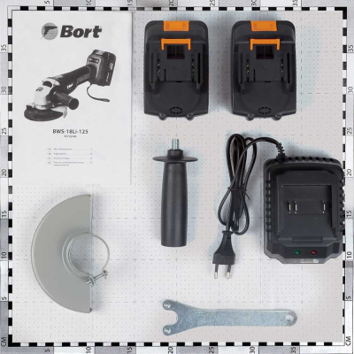 Углошлифовальная машина Bort BWS-18Li-125 1000Вт 9000об/мин рез.шпин.:M14 d=125мм (93722340)