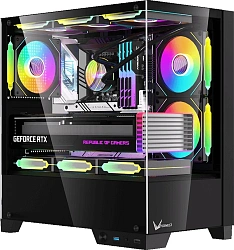 Корпус Formula Crystal Z1M Plus FR черный без БП mATX 9x120mm 1xUSB3.0 audio bott PSU