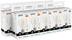 Лампа филам. Gauss Filament 11Вт цок.:E27 груша 220B св.свеч.бел.теп. (упак.:10шт) (22211)