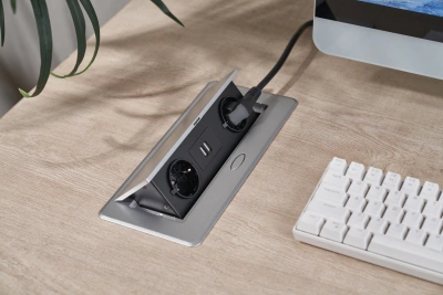 Розетка Cactus CS-SOCKET-EU/USBA-GY для столешницы 26.5x11.8x6.5см серый