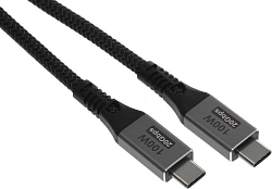 Кабель Premier 100W/4K 60HZ/20GBS USB Type-C (m)-USB Type-C (m) 1м черный