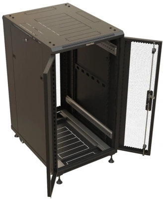 Шкаф коммутационный Hyperline (TTBR-1866-DD-RAL9004) напольный 18U 600x600мм пер.дв.перфор.2ств. задн.дв.перфор. 1000кг черный 510мм 53.8кг 988мм IP20 сталь