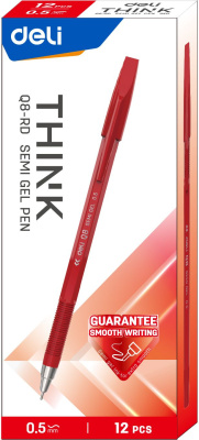 Набор ручек шариков. Deli Think EQ8-RD красн. черн. (12шт) линия 0.5мм