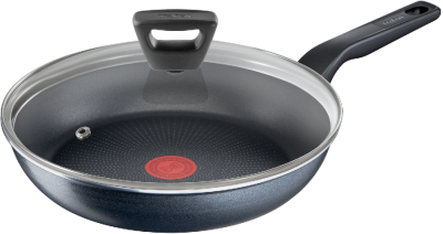Сковорода Tefal Force 4218924 круглая 24см покрытие: Titanium ручка несъемная (с крышкой) черный (9100048321)