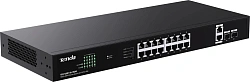 Коммутатор Tenda TEG1120P-16-150W (L2) 16x1Гбит/с 2SFP 16PoE 135W неуправляемый