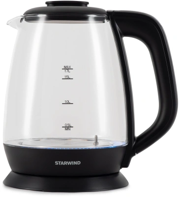 Чайник электрический Starwind SKS3036 1.7л. 2200Вт черный корпус: стекло