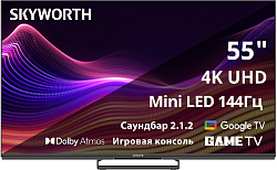 Телевизор LED Skyworth 55" 55X87G QD-Mini LED Magic Sound Game TV Frameless черный 4K Ultra HD 144Hz MEMC DVB-T DVB-T2 DVB-C DVB-S DVB-S2 USB WiFi Smart TV