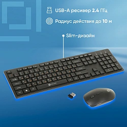 Клавиатура + мышь Оклик 240M клав:черный мышь:черный USB беспроводная slim Multimedia (1091253)