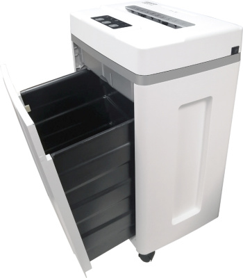 Шредер Office Kit S200TS 0,8x1 белый (секр.P-7) фрагменты 6лист. 25лтр. скобы пл.карты CD