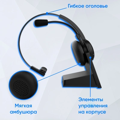 Наушники с микрофоном Оклик HS-L700 черный 1.5м накладные BT оголовье (1978708)