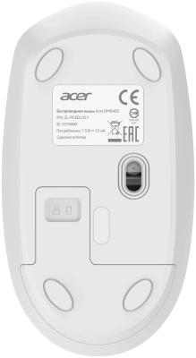 Мышь Acer OMR408 белый оптическая 1600dpi беспров. USB для ноутбука 2but (ZL.MCEEE.02Y)