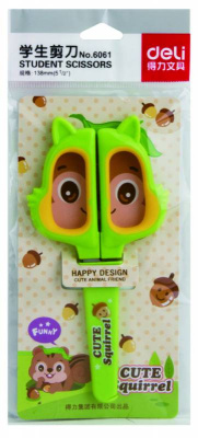 Ножницы Deli 6061 Happy Cat детские 138мм ТПЭ сталь ассорти