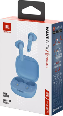 Гарнитура вкладыши JBL Wave Flex синий беспроводные bluetooth в ушной раковине (JBLWFLEXBLU)
