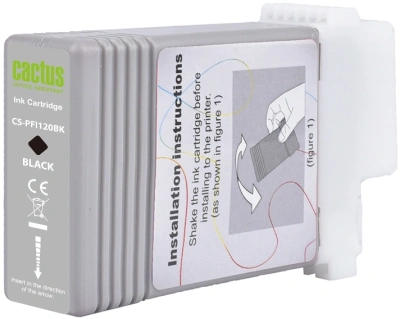 Картридж струйный Cactus CS-PFI120BK PFI-120 BK черный пигментный (130мл) для Canon imagePROGRAF TM-200/TM-205/TM-300/TM-305