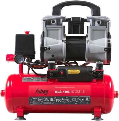 Компрессор поршневой Fubag OLS 190/10 CM1.6 безмасляный 190л/мин 10л 1200Вт красный/черный