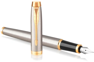 Ручка перьев. Parker IM Core F321 (1931649) Brushed Metal GT F сталь нержавеющая подар.кор.