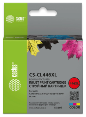 Картридж струйный Cactus CS-CL446XL CL-446XL многоцветный (15мл) для Canon PIXMA MG2440/2540/2940/iP2840
