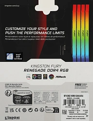 Память DDR4 4x16GB 3600MHz Kingston KF436C16RB12AK4/64 Fury Renegade RGB RTL Gaming PC4-28800 CL16 DIMM 288-pin 1.35В kit dual rank с радиатором Ret