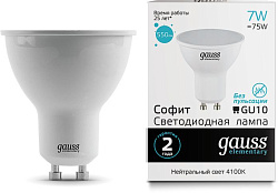 Лампа светодиодная Gauss Elementary MR16 7Вт цок.:GU10 спот 220B св.свеч.бел.нейт. MR16 (упак.:10шт) (13627)