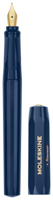 Ручка перьев. Moleskine Kaweco (KAWFOUNTPENMBLUE) синий M сталь нержавеющая/позолота син. черн. подар.кор.