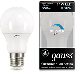 Лампа светодиодная Gauss 102502211-D 11Вт цок.:E27 груша 220B св.свеч.бел.нейт. A60 (упак.:1шт)