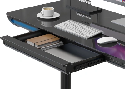 Стол для компьютера Cactus CS-EGD-BK-LED с электроприводом столешница закаленное стекло черный каркас черный 120x72x60см (CS-EGD-BK-LED)