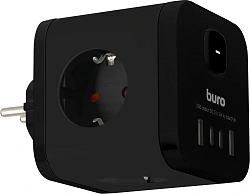 Сетевой разветвитель Buro BU-PW3UC-B (3 розетки) черный (коробка)
