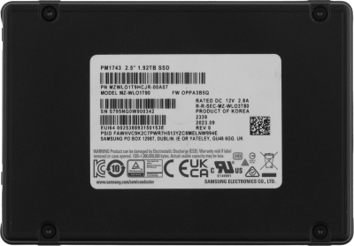 Накопитель SSD Samsung PCIe 5.0 x4 1920GB MZWLO1T9HCJR-00A07 PM1743 Enterprise 2.5" 1 DWPD