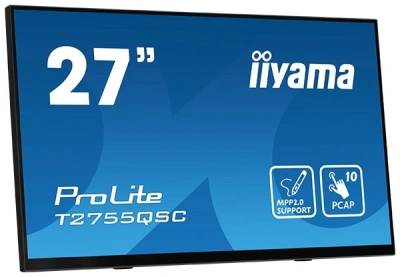 Монитор Iiyama 27" ProLite T2755QSC-B1 черный IPS LED 5ms 16:9 HDMI M/M матовая 400cd 178гр/178гр 2560x1440 75Hz DP Quad HD 2K (1440p) USB Touch 5.8кг