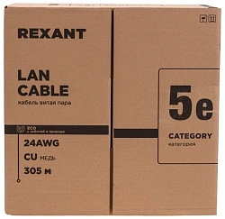 Кабель информационный Rexant 01-0146-R кат.5E F/UTP 4 пары 24AWG PE внешний 305м черный