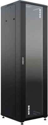 Шкаф коммутационный NTSS Премиум (NTSS-R42U6060GS-BL) напольный 42U 600x600мм пер.дв.стекл металл 900кг черный 510мм 86кг 1987мм IP20 сталь