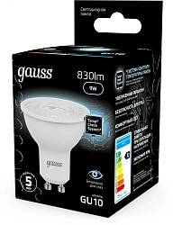 Лампа светодиодная Gauss 101506209 9Вт цок.:GU10 рефлек. 220B св.свеч.бел.нейт. MR16 (упак.:10шт)