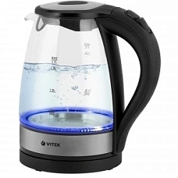Чайник электрический Vitek VT-7008 1.7л. 2200Вт прозрачный корпус: стекло/пластик