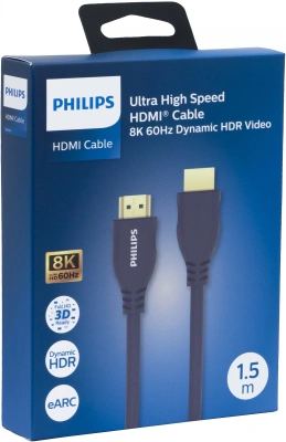 Кабель аудио-видео Philips 8K 60 Гц Ultra HD HDMI (m)/HDMI (m) 1.5м. позолоч.конт. серый (SWV7110/56)