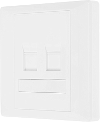 Панель Suprlan 10-0334-1 лицевая со шторкой 80x80 2xKeystone ABS пластик белый