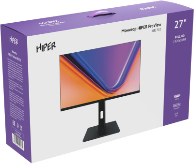 Монитор Hiper 27" ProView KB2710 черный IPS LED 5ms 16:9 HDMI M/M матовая HAS Piv 250cd 178гр/178гр 1920x1080 75Hz FreeSync DP FHD USB 4.5кг