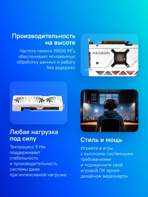 Видеокарта Sapphire PCI-E 4.0 11330-03-20G PURE RX 7800 XT GAMING OC AMD Radeon RX 7800XT 16Gb 256bit GDDR6 2169/19500 HDMIx2 DPx2 HDCP Ret