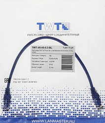Патч-корд Lanmaster TWT-45-45-0.3-BL UTP RJ-45 вил.-вилка RJ-45 кат.5E 0.3м синий ПВХ (уп.:1шт)