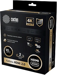 Кабель аудио-видео Cactus CS-HDMI.2-2 HDMI (m)/HDMI (m) 2м. позолоч.конт. черный
