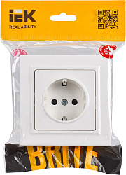 Розетка силов. IEK Brite РСР14-1-0-БрБ BR-R14-16-K01-F одинар. скрыт. зазем. штор. IP20 белый (упак.:1шт)