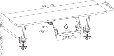 Полка Cactus CS-KD15-LBL для столов 90x21.4x29.5см голубой