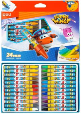 Восковые мелки Deli EC21020 Super Wings 24цв. картон.кор./европод.
