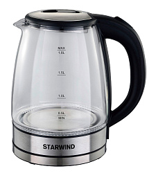 Чайник электрический Starwind SKG4777 1.8л. 2000Вт черный/прозрачный корпус: стекло