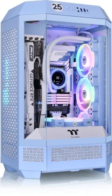 Корпус Thermaltake The Tower 300 Hydrangea голубой без БП mATX 8x120mm 6x140mm 2xUSB3.0 audio bott PSU