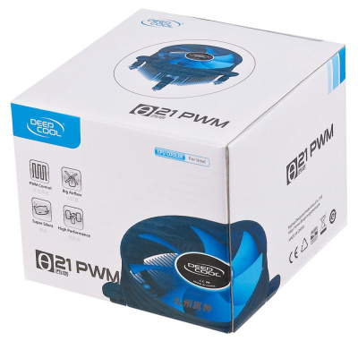 Устройство охлаждения(кулер) Deepcool THETA 21 PWM Soc-1151/1200 черный/синий 4-pin 18-33dB Al 95W 370gr Ret (DP-ICAP-T21P)