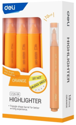 Текстовыделитель Deli EU12S-OR скошенный пиш. наконечник 1-5мм оранжевый коробка картонная