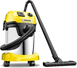 Строительный пылесос Karcher WD 3 P S V-17/4/20 1000Вт (уборка: сухая/влажная/выдув/сбор воды) желтый