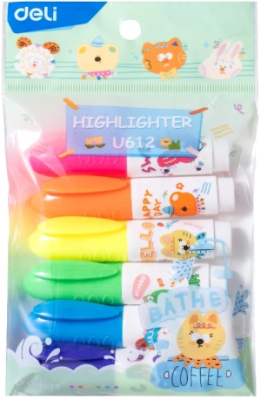 Набор текстовыделителей Deli EU612 скошенный пиш. наконечник 1-5мм 6цв. ассорти (6шт.)