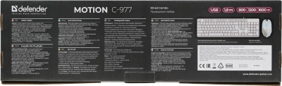 Клавиатура + мышь Defender Motion C-977 клав:белый мышь:белый/розовый USB Multimedia (45977)